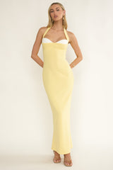 Briela Halter Bustier Maxi Dress Lemon