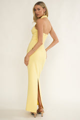 Briela Halter Bustier Maxi Dress Lemon