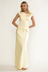 Tahlia Rae Mesh Waist Cap Sleeve Maxi Dress Butter