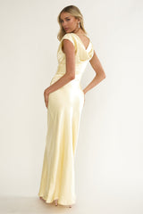 Tahlia Rae Mesh Waist Cap Sleeve Maxi Dress Butter