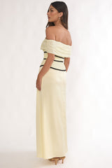 Begonias Off-Shoulder Bow Maxi Dress Spotted Lemon