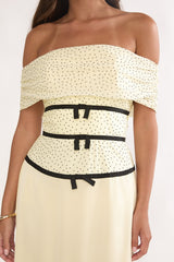 Begonias Off-Shoulder Bow Maxi Dress Spotted Lemon