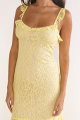 Noraya Lace Overlay Maxi Dress Lemon