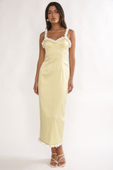 Delyse Rosette Trim Maxi Dress Yellow