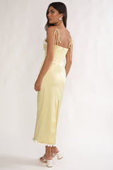 Delyse Rosette Trim Maxi Dress Yellow