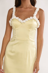 Delyse Rosette Trim Maxi Dress Yellow