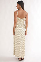 Tahlie Ruffle Trim Maxi Dress Polka Dot Butter