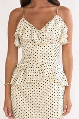 Tahlie Ruffle Trim Maxi Dress Polka Dot Butter