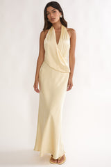 Jelina Draped Halter Maxi Dress Butter