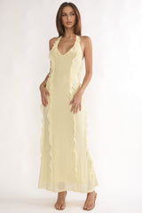 Collins Halter Ruffle Trim Maxi Dress Butter