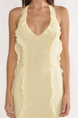 Collins Halter Ruffle Trim Maxi Dress Butter