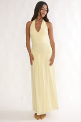 Ziera Ruched Insert Halter Maxi Dress Butter