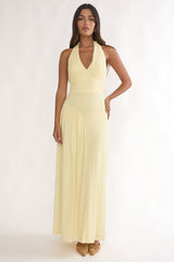 Ziera Ruched Insert Halter Maxi Dress Butter