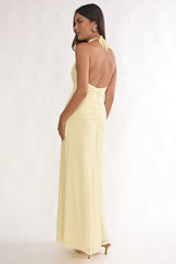 Ziera Ruched Insert Halter Maxi Dress Butter