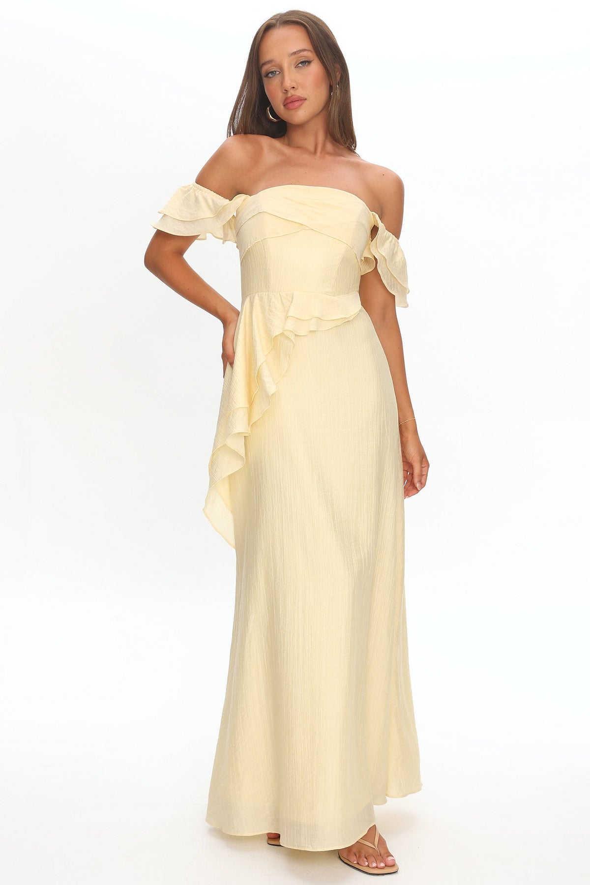 Natale Off-Shoulder Ruffle Maxi Dress Butter