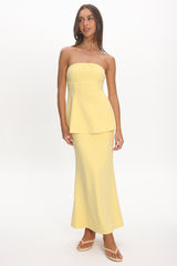 Vicci Strapless Flared Waist Maxi Dress Butter