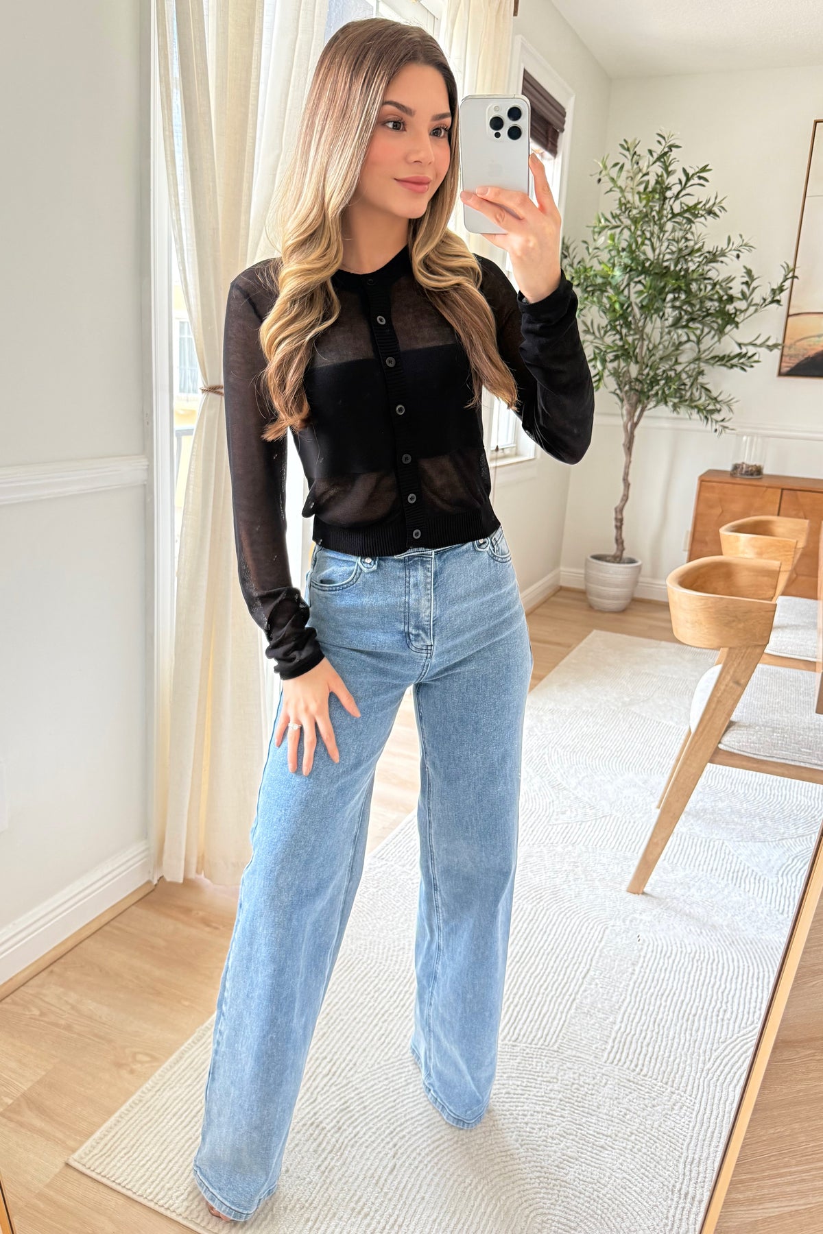 Alexa Color-block Sheer cardigan -Restock