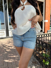 Finley Medium Wash Stretch Denim Shorts