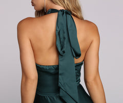 India Satin Tie Neck Gown
