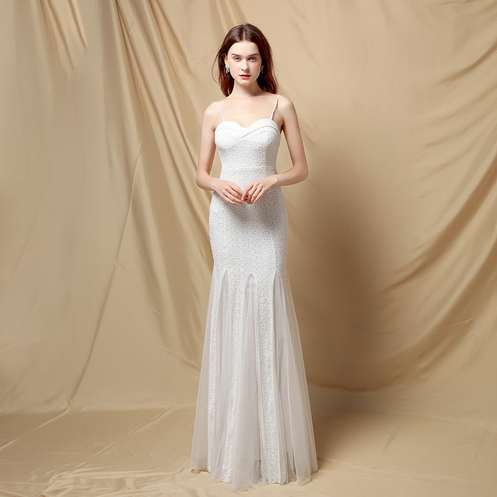 Jerry sling-mesh fishtail dress