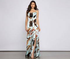 Jewel Formal Satin Asymmetrical Dress
