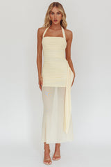 Rebekkah Halterneck Side Sash Maxi Dress Butter
