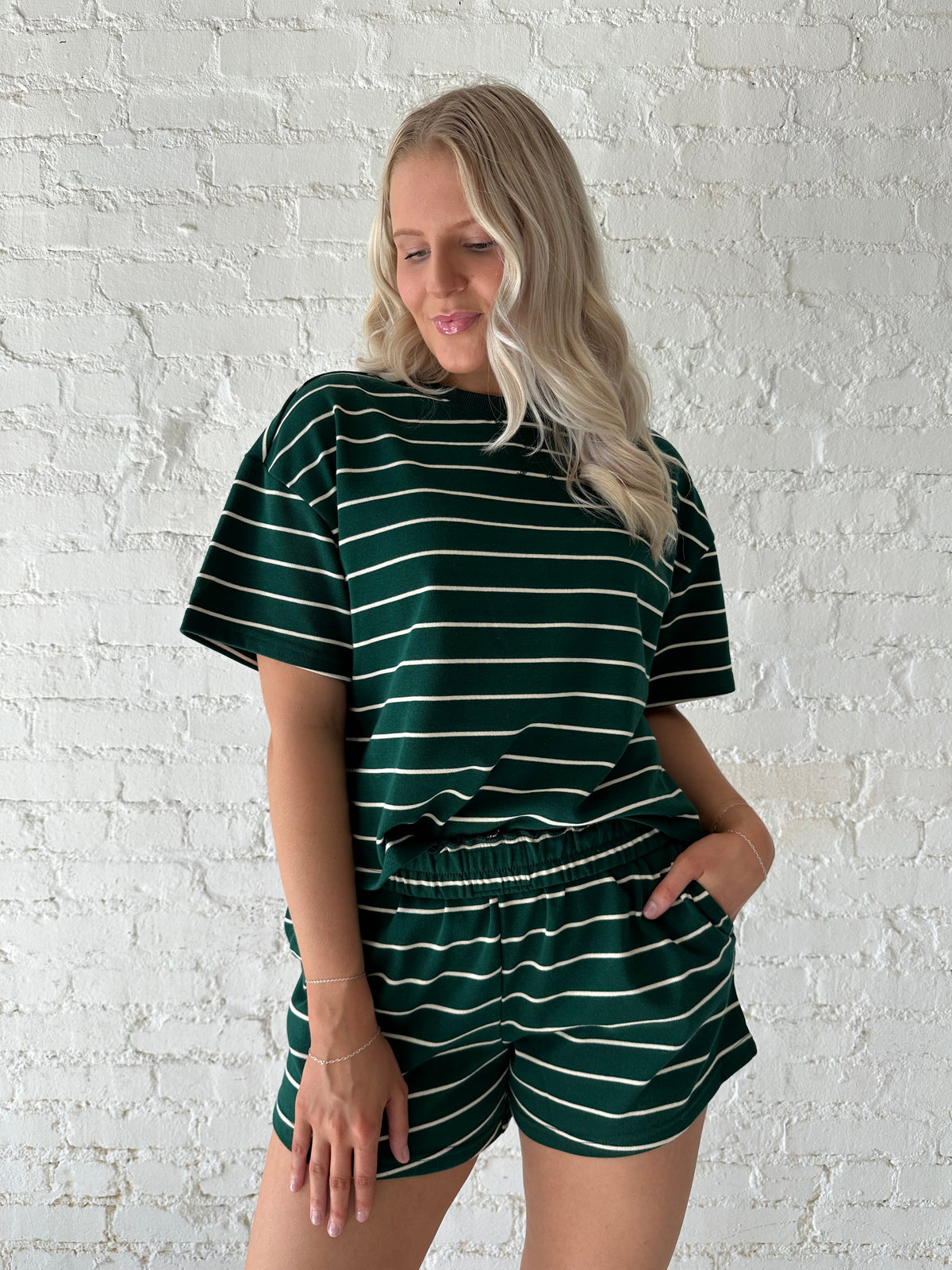 Kris Green Striped Two Piece Set