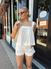 Lee White Scallop Two Piece Set