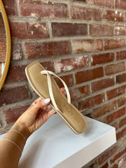 Lucia Tan Square Toe Flip Flop