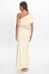 Mallorca Asymmetric Neckline Lace Maxi Dress Butter
