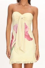 Evandra Sweetheart Neckline Strapless Mini Dress Lemon