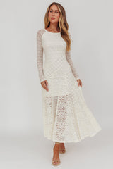 Tarly Long Sleeve Lace Maxi Dress Cream