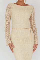 Hyland Open Back Crochet Maxi Dress Oat