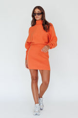 North Star High Neck Sweater Mini Dress Orange