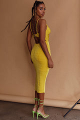 Loving You Cut-Out Waist Midi Dress Yellow