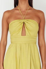 Maravilhosa Keyhole Halter Midi Dress Lime