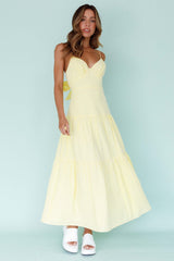 Royce Bow Back Midi Dress Striped Yellow