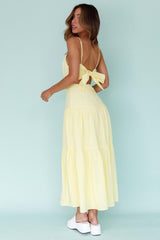 Royce Bow Back Midi Dress Striped Yellow