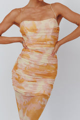 Logan Cami Strap Midi Dress Floral Yellow