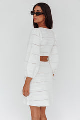 Meredith Long Sleeve Cut-Out Mini Dress White