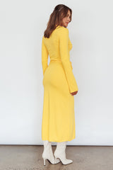 Eastcoast Collared Placket Midi Dress Yellow