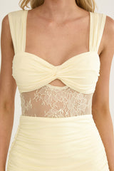 Oliana Twist Bust Lace Maxi Dress Lemon