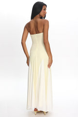 All Mine Godet Hem Maxi Dress Flower Lemon