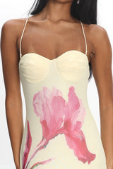 All Mine Godet Hem Maxi Dress Flower Lemon