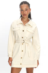 Mariska Collared Long Sleeve Mini Dress Butter