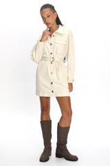 Mariska Collared Long Sleeve Mini Dress Butter