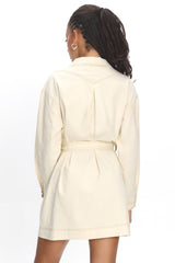 Mariska Collared Long Sleeve Mini Dress Butter