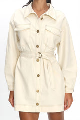 Mariska Collared Long Sleeve Mini Dress Butter