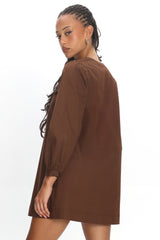 Westlyn Tie Front Mini Dress Chocolate