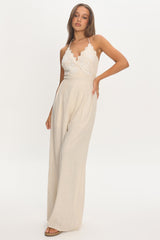 Mondo Embroidery Bust Jumpsuit Oat